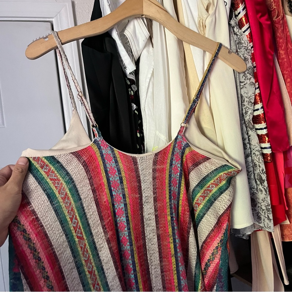 JUDITH MARCH multicolor‎ striped knit wide leg boho sleeveless jumpsuit - Picture 5 of 7